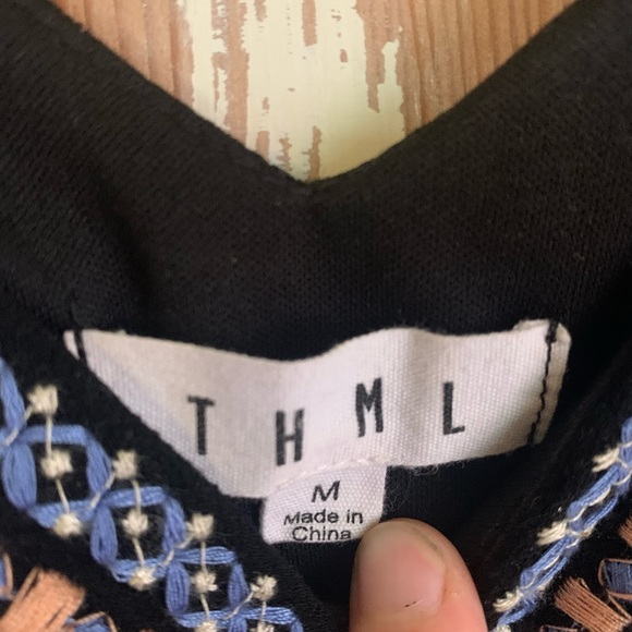 Black THML tank top with a multi colored stitching detail - Picture 3 of 4